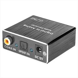 Digital-to-Analog Audio Converter 192Khz, ROOFULL DAC Digital Coaxial and Optical (Toslink) to Analog 3.5mm AUX and RCA (L/R) Stereo Audio Adapter with Fiber and Coax Cable