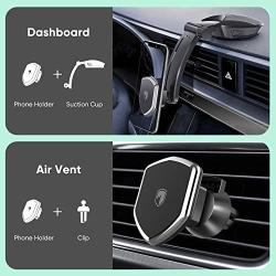 Magnetic Phone Car Mount - FITFORT Universal Dashboard Car Phone Holder with Strong Suction Cup and Comes with Air Vent Holder Compatible with Apple iPhone 11/XR/Xs/8/7/6S & Android Phones