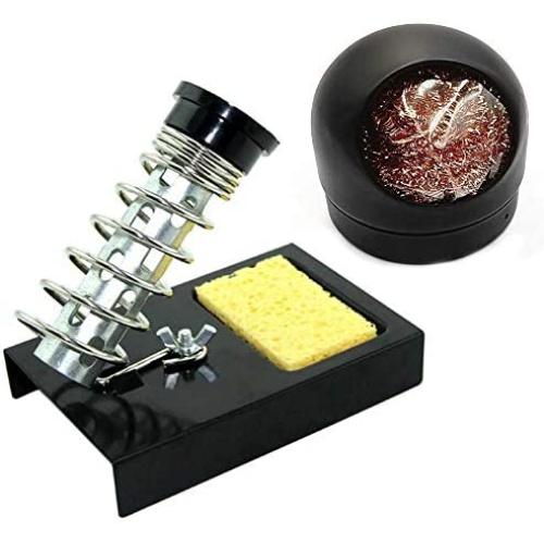 Liyafy Soldering Iron Holder Solder Iron Stand Black Base and 1PC Ball Shell Holder with Soldering Tip Cleaner