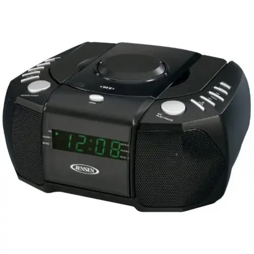 Jensen JCR-310 AM/FM Stereo Dual Alarm Clock Radio with Top Loading CD Player, Digital Tuner and Aux Input, Black