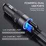 IWAVION Car Charger Compatible with iPhone 11 Pro Max/11/XS Max/XS/XR/X/8/7 Plus/7/6S/6/5S/5C/SE/5,iPad Pro/Air/Mini, with 3ft Charging Cable, Quick Charger 3.0&2.4A Dual Fast USB Car Charger Adapter