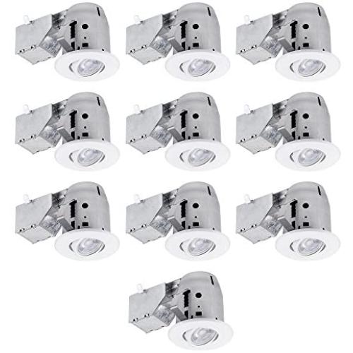 Globe Electric 90953 Recessed Lighting (10 Pack), 4'' White Round Swivel, 10 Count