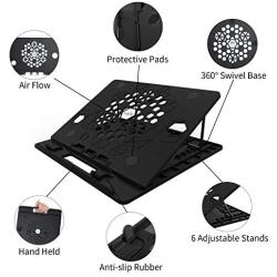 AICHESON 360° Rotatable Laptop Stand, Adjustable Height Notebook Holder, Ergonomic Ventilated Portable Laptop Riser Compatible with 10''-15.6'' Laptops, Black