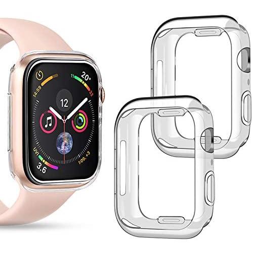 Goton Compatible iWatch Apple Watch Edge Case 40mm SE / Series 6 / 5 / 4 [No Screen Protector] , (2 Packs) Soft TPU Shockproof Edge Case Cover Bumper Protector (Clear and Clear, 40mm)