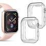 Goton Compatible iWatch Apple Watch Edge Case 40mm SE / Series 6 / 5 / 4 [No Screen Protector] , (2 Packs) Soft TPU Shockproof Edge Case Cover Bumper Protector (Clear and Clear, 40mm)