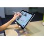 KABCON Quality Tablet Stand,Adjustable Foldable Eye-Level Aluminum Solid Up to 13.5-in Tablets Holder for Microsoft Surface Series Tablets,iPad Series,Samsung Galaxy Tabs,Amazon Kindle Fire,Etc.Silver