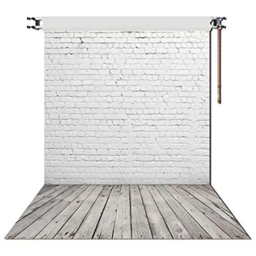 HUAYI 5X7ft White Brick Wall With Gray Wooden Floor Photography Vinyl Backdrop D-2504 HUAYI 5X7ft White Brick Wall With Gray Wooden Floor Photography Vinyl Backdrop D-2504
