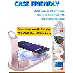 [Upgraded] Wireless Charger, Bonus - QC3.0 Adapter, 6 in 1 Charging Dock Station, USB Swivel Stand for Smart Phones, iPhone 12Pro, Galaxy S10, ​Airpods Pro 2, iWatch 5(Origin Charger REQ`D), Rose Gold