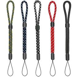 YOUOWO 5 Pack Wrist Lanyards Adjustable Length lanyards for Keys car Flashlight Cell Phone Pen Wraps Wristlet Keychain Hand Wrist Lanyard Black red Blue Green White&Black