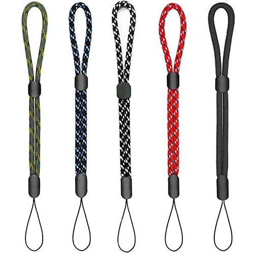 YOUOWO 5 Pack Wrist Lanyards Adjustable Length lanyards for Keys car Flashlight Cell Phone Pen Wraps Wristlet Keychain Hand Wrist Lanyard Black red Blue Green White&Black