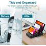 Charging Station for Multiple Devices 6 Short Mixed Charging Cables Multi USB Charger Station Organizer for Cell Phones Apple Samsung Tab Electronics Tech Gadget Gift -Black