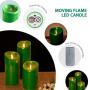 Battery Operated Real Wax Flameless Fandles 5 Inch Tall Dia 3.5'' Green Candle Decorative LED Candle Sticks with Remote & LED Candle Timer Large LED Candle Ideal for Candle Gift Basket