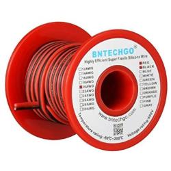 BNTECHGO 20 Gauge Flexible 2 Conductor Parallel Silicone Wire Spool Red Black High Resistant 200 deg C 600V for Single Color LED Strip Extension Cable Cord,Model,25ft Stranded Copper Wire