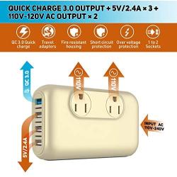 220V/240V to 110V/120V Step Down 230W Voltage Converter and International Travel Adapter Combo for Hair Straightener Flat Iron, Hair Curler, CPAP, Toothbrush, Xbox - [Use USA Electronics Overseas]