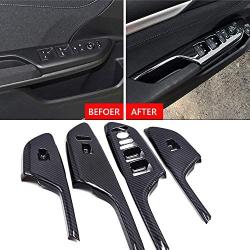 BOYUER 4PCS Carbon Fiber ABS Window Switch Decoration Decal Frame Cover Panel Trim Door Handle Armrest Trim for Honda Civic 2016 2017 2018 2019 2020(Carbon Fiber)