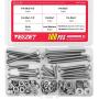 100PCS 1/4-20x1'', 1-1/2'', 2'', 2-1/2'', 3'' Stainless Steel Hex Head Screws Bolts and Nuts Flat & Lock Washers Assortment Kit, 304 Stainless Steel 18-8,Fully Machine Thread, Bright Finish