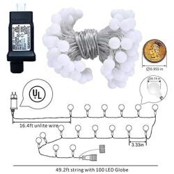 RaThun LED String Lights,Plug in String Lights,49ft 100 LED 8 Modes Waterproof Globe Lights,Perfect for Indoor and Outdoor Use with 30V Low Voltage Transformer,Extendable,UL588 Approved (Warm White)