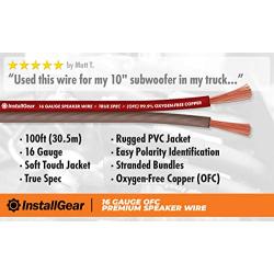 InstallGear 16 Gauge AWG 100ft Speaker Wire 99.9% Oxygen-Free Copper True Spec and Soft Touch Cable - Red/Brown