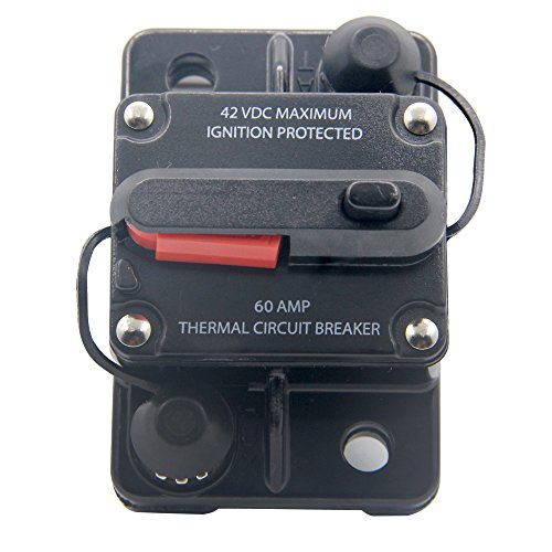 RKURCK 12V/24V/42V DC 60 Amp Circuit Breaker for Trolling Motor Auto Car Marine Boat Bike Stereo Audio Terminal Inline Fuse Inverter Manual Reset 60A