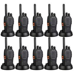 Retevis H-777 Two Way Radios Long Range Rechargeable,Hands Free Handheld Flashlight Walkie Talkies, Fast Charging USB Wall Adapter,Charger Base,Battery Included (Black, 10 Pack)
