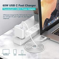 SZPOWER 65/61W USB C Charger Power Adapter Compatible with MacBook Pro 13, 15 inch, USBC New Air 13 inch 2020, 2019, 2018, 12 inch, Thunderbolt 3 Laptop Power Supply Type C, LED, 6.6ft USB C to C Cord