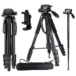 Regetek Camera Tripod Travel Monopod (70'' Aluminum Professional Video Camera Mount Leg) Adjustable Stand with Flexible Head for Canon Nikon Dv DSLR Camcorder Gopro Cam& Carry Bag & Cellphone Mount