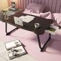 MJUNM Laptop Desk, Lap Desk Bed Table Tray for Eating Writing Foldable Desk with iPad Slots for Adults/Students/Kids, Adjustable Notebook Stand with Drawer, Card Slot, Black