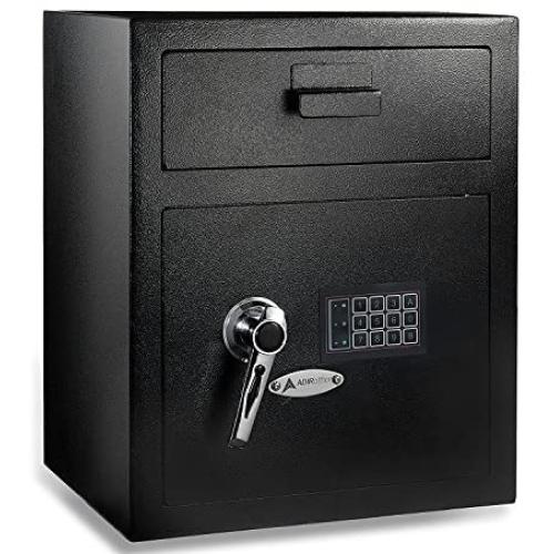 AdirOffice Digital Depository Safe - Front Loading - Digital Keypad Lock - Lockout Mode (Black)