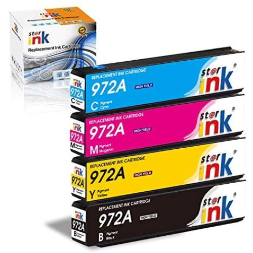Starink Compatible Ink Cartridge Replacement for HP 972A 972 (972X) for PageWide Pro 352dw 377dw 452dn 452dw 477dn 477dw 552dw 552dn 577dw 577z Printer, 4 Packs (Black Cyan Magenta Yellow)