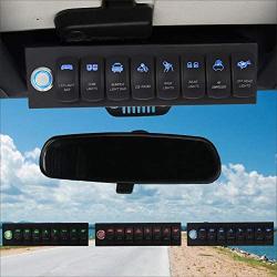 Voswitch Overhead 8-Switch Pod/Panel with Control and Source Box Blue Backlight Compatible with Jeep Wrangler JK JKU 2007-2018