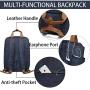 Canvas Laptop Backpack,VASCHY Vintage Waxed Canvas Anti-theft Backpack for Men Fits 15.6inch Laptop Navy