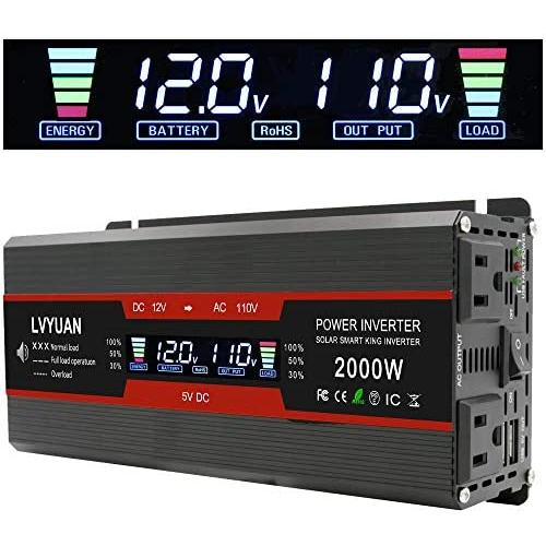 Cantonape 800W/2000W(Peak) Car Power Inverter DC 12V to 110V AC Converter with LCD Display Dual AC Outlets and Dual USB Car Charger for Car Home Laptop Truck Cantonape 800W/2000W(Peak) Car Power Inverter DC 12V to 110V AC Converter with LCD Display Dual AC Outlets and Dual USB Car Charger for Car Home Laptop Truck