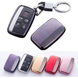 Soft TPU Smart Key Fob Case Holder Jacket Protector for Range Rover Evoque Velar Sport Discovery Freelander2 LR4 Land Rover Sport and Jaguar XF XJ XE F-PACE F-Type (Black)
