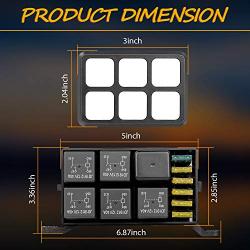 6 Gang Switch Panel, Niwaker Electronic Relay System Circuit Control Box Universal Waterproof Fuse Relay Box Touch Switch Box with Label Stickers for Truck ATV UTV SUV Car