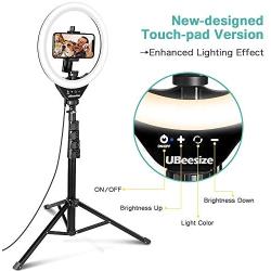 UBeesize 10’’ Ring Light with Tripod, Selfie Ring Light with 62’’ Tripod Stand, Light Ring for Video Recording ＆ Live Streaming(YouTube, Instagram, Facebook), Compatible with Phones and Cameras