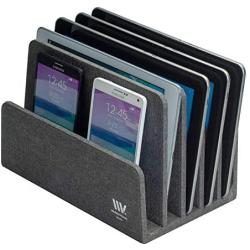 MobileVision Multi Device Stand & Organizer for Smartphones, Tablets and Laptops, Executive Dark Gray, 5 Slots