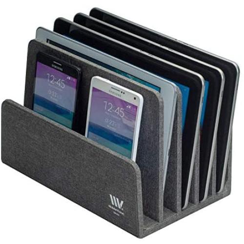 MobileVision Multi Device Stand & Organizer for Smartphones, Tablets and Laptops, Executive Dark Gray, 5 Slots