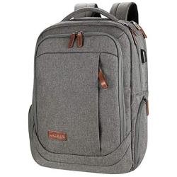 KROSER Laptop Backpack Large Computer Backpack Fits up to 15.6 Inch Laptop with USB Charging Port Water-Repellent School Travel Backpack Casual Daypack for Business/College/Women/Men-Grey