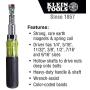 Klein Tools 32807MAG 7-in-1 Nut Driver, Magnetic Driver with SAE Hex Nut Sizes and Spring Coil Bits, Heavy-Duty Handle for Added Torque