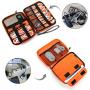 Electronics Organizer, Jelly Comb Electronic Accessories Cable Organizer Bag Waterproof Travel Cable Storage Bag for Charging Cable, Cellphone, Mini Tablet (Up to 7.9) and More (Orange and Gray)