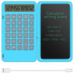 Basic Calculator Notepad with 6.5 Inch LCD Writing Tablet, Rechargeable, Lock Button and E-Pen,12 Digit Display, Also Inkless Drawing/Memo Pads/Planning Boards, Hand-held for Daily and Basic Office