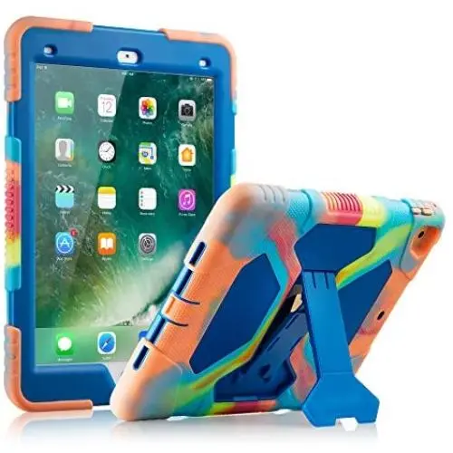 iPad Case 9.7 inch for 2017 iPad 5th Generation Case /2018 iPad 6th Generation Case/ 2016 iPad Pro Case / iPad Air 2 Case, Heavy Duty Shockproof Silicone Protect Case - Ice/Blue