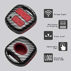 TANGSEN Key Fob Case Carbon Fiber Pattern Plastic Red Silicone Cover for Toyota Land Cruiser FJ Cruiser Lexus Es300 Ls430 Lx470 Rx300 Rx330 Rx350 Rx400h 3 Button Keyless Entry Remote