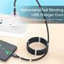 Magnetic Phone Charging Cable,(1.8M/6FT) Super Organized USB Fast Charging Cord Self Winding Wire Portable Storage 360 Degree Coiling Magnets Retractable Compatible with i-Products