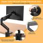 ErGear Single Monitor Mount Stand, Heavy-Duty Aluminium Arm Hold 26.5lbs, 13-35 Inches Monitor, Premium Gas Spring Mount w/Two Desk Mount Options and All Required Accessories, Black Matte