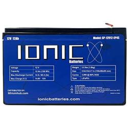 Lithium Ion Deep Cycle Battery 12V 12Ah - Ionic 12V12-EP - Built in Bluetooth Monitoring - 8 Year Warranty - Maximum 300W output per battery / Peak (3sec) 700W output per battery