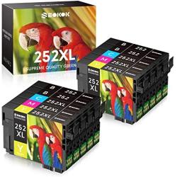 SEOKOK Remanufactured Ink Cartridge Replacement for Epson 252XL 252 XL T252XL120 to use with Workforce WF-7110 WF-7210 WF-7720 WF-7710 WF-3620 WF-3640 10-Pack (4 Black, 2 Cyan, 2 Magenta, 2 Yellow)