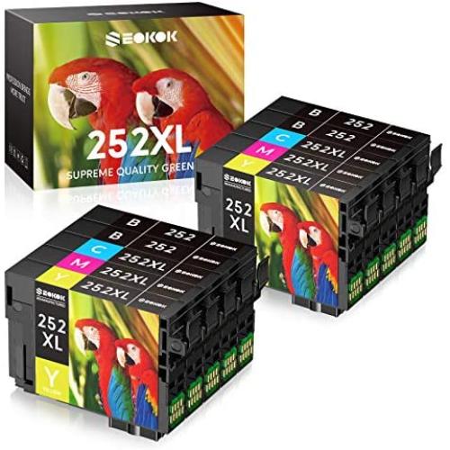 SEOKOK Remanufactured Ink Cartridge Replacement for Epson 252XL 252 XL T252XL120 to use with Workforce WF-7110 WF-7210 WF-7720 WF-7710 WF-3620 WF-3640 10-Pack (4 Black, 2 Cyan, 2 Magenta, 2 Yellow)