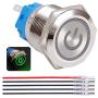 Twidec / 19mm Mounting Hole Latching Push Button Switch 1NO 1NC SPDT ON/OFF Silver Waterproof Stainless Steel Shell with 12V Green Power Symbol LED Lamp Ring for car modification Switch L-19-Power-T-G