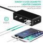 [Updated Version] 3-Socket Cigarette Lighter Splitter,120W 12V/24V Car Power DC Outlet Adapter with 6.8A 4 USB Charging Ports Car Charger